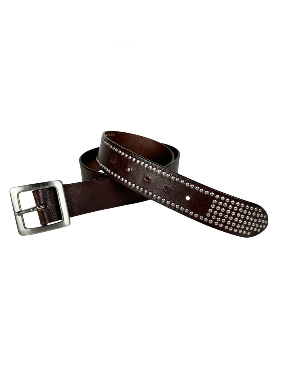 DANIELE ALESSANDRINI Vintage Studded Calf Leather Belt